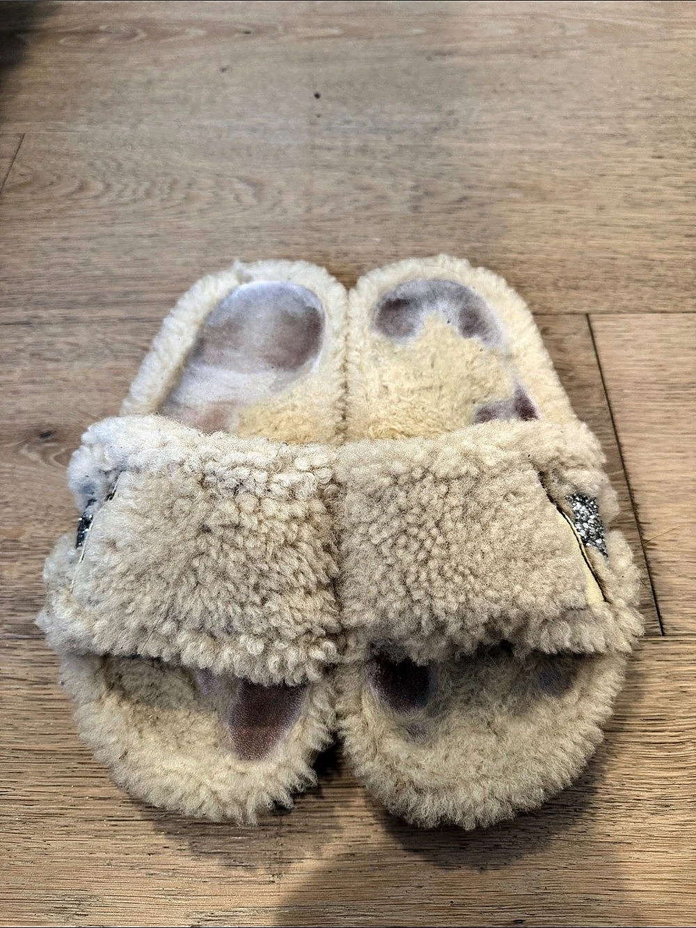 Golden Goose Fuzzy Slippers in Cream